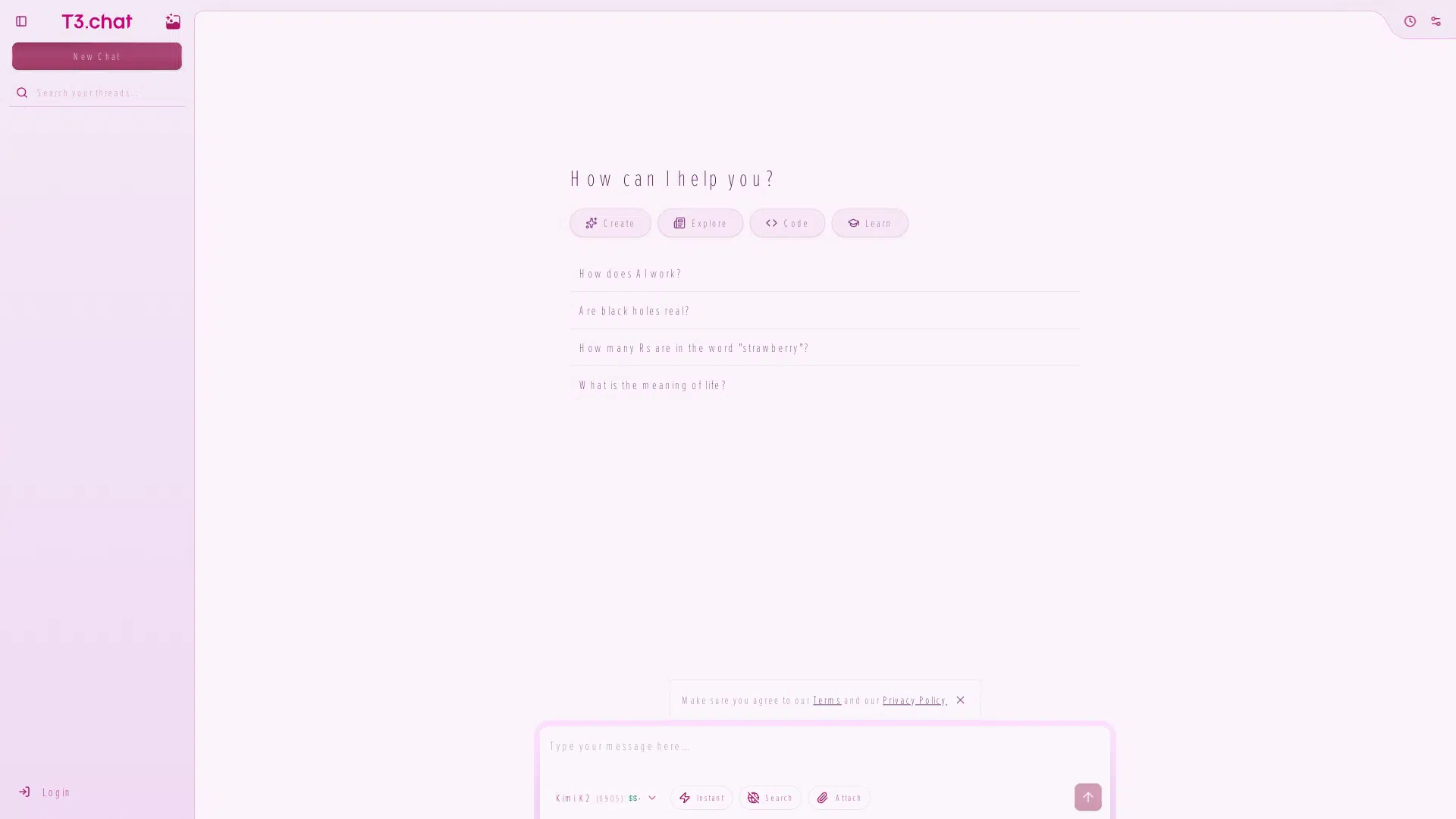 T3 Chat screenshot 1